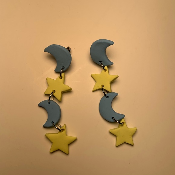 Clay Polymer “Stardust” Dangle Earrings - Picture 2 of 5